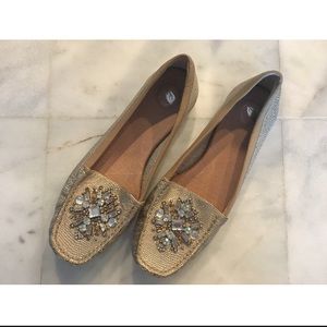 NWOT Embellished Gold Nurture Loafers
